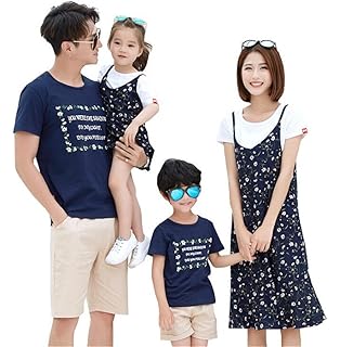 Amazon Co Jp Jutaopin 親子ペアルック 親子 ペアルック おそろい 親子服 半袖 親子コーデ 親子ペアルック 親子ペア パパ tシャツ 大きいサイズ メンズ上下セット レディースワンピース 服 ファッション小物
