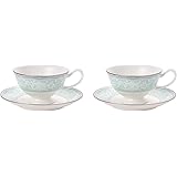 NARUMI(ナルミ) カップ ソーサー セット グリーン 200cc グレイスエア 電子レンジ温め対応 ティー コーヒー 兼用 51707-23078P 2客入