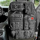 タクティカルカーシートバックオーガナイザー アップグレード車両パネルオーガナイザー 取り外し可能なモールポーチ5個付き ほとんどの車両にユニバーサルフィット