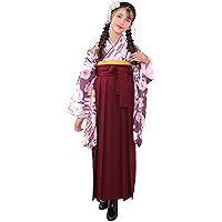 [KYOETSU] [キョウエツ] 卒業式 袴 セット 簡単 簡易 着付け 3点セット(着物、袴、袴下帯) 小学生 女の子 ガールズ