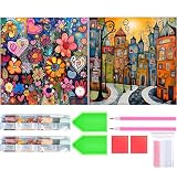 Amyaker ダイヤモンドアート キット 丸いビーズ 全面 2個セット ダイアモンドビーズ絵画キット DIY 手作り絵画 モザイクアート 5D モザイクアート ダイヤモンド塗装 全面貼り付けタイプ 30x30cm 漫画