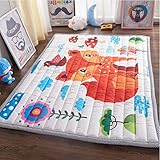 Ustide Baby Play Matコットン床ジム – 非毒性ノンスリップリバーシブル洗濯可能、ラージ
