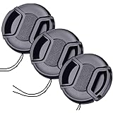 55mm レンズキャップ 3個セット インナー式ワンタッチレンズキャップ 脱落防止フック付き 55mm レンズ保 護用フロントキャップ