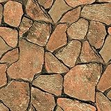 birwall 2071 Faux Stone Texturedレンガブロック壁紙ロール3dホーム装飾、20.8 X 393.7」、「オレンジRock &グレー&ブラック