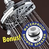 スーパー値パック。Aquadance高圧力6-inch / 6-settingプレミアム雨シャワーヘッドとフリーHotelSpaクロムメッキ防水Bluetoothシャワースピーカー