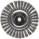 Weiler Dualife Narrow Face Wire Wheel Brush, Threaded Hole, Steel, Stringer Knotted, 4" Diameter, 0.