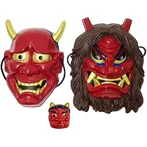 ハ*ん様 伝統的な日本の鬼お面2点セット Amazon | なまはげ 鬼 お面 おに 節分 豆まき オニ退治 赤鬼 青