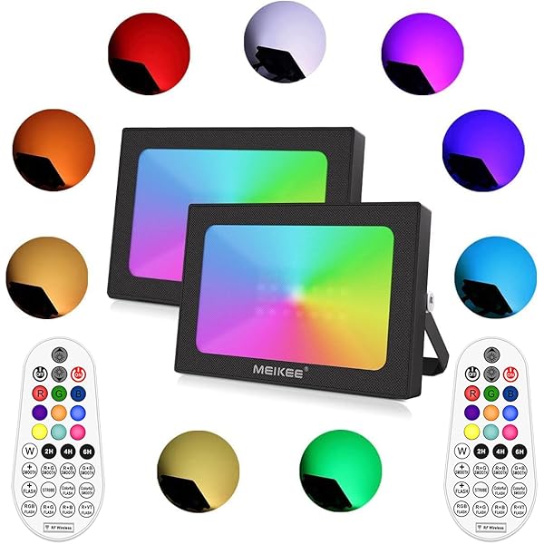 6台-10W LED投光器RGB リモコン付き 調光調節 広角イルミネーション