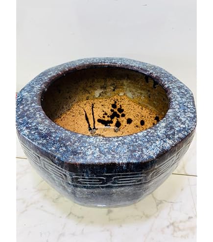 Amazon | 生子火鉢 15号 信楽焼 伝統の火鉢 生子 深みのある青 陶器 | 鉢