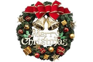 【2025年クリスマス飾り】豪華版 クリスマス 飾り クリスマスリース 花輪 直径 30cm 玄関リース 壁掛け 花輪 正月飾り 新年飾り ガーランド 庭園飾り ぶら下げ飾り クラフト 装飾の花輪（30CM赤結五星）