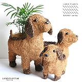 LAND PLANTS 【ガーデグ用品】 ワンちゃん バスケット Lサイズ 天然素材でつくられた 2色でできた イヌのバスケット
