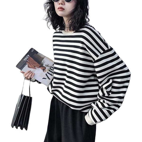 Amazon | [ジルサンダー] プラス レディース ロゴ長袖ボーダーTシャツ