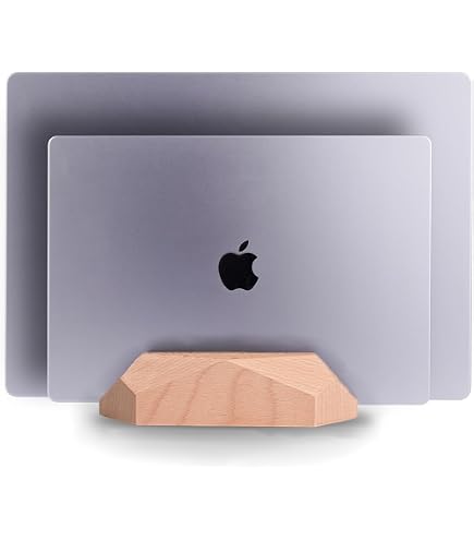 Oakywood Dual Laptop Dock, Vertical Laptop Stand Wood, Laptop