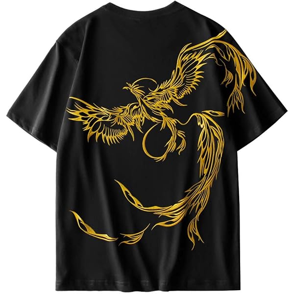 Amazon | [KUDACO] 刺繍Tシャツ 和柄 和風 メンズ 夏服 半袖 火の鳥