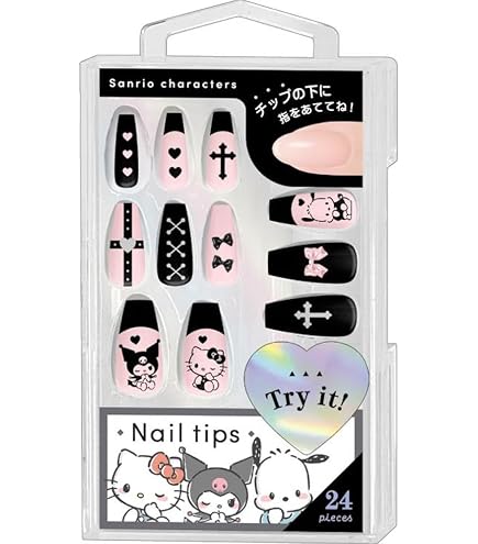Amazon.co.jp: クラックス ネイルチップ/サンリオ/シンプルラメBK