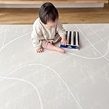 Dwinguler もちもちクッションPVCプレイマット 防水 厚さ1.5cm (モカマーブルライトグレー, 150×250cm)