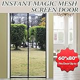 磁気スクリーンドアフィットドア60 " ( W ) X 80 " ( H )インチ　フルフレーム　ベルクロ　ハンズフリー　メッシュカーテン　ぴったりと自動的に閉じます　ブラック 6080 AP-MSD