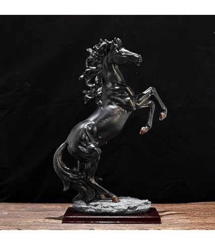 Amazon｜幸運の像 馬の頭の彫刻木の彫刻動物の像幸運な家の装飾