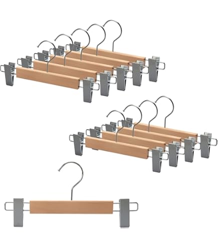 Amazon.co.jp: 【10本】木製ハンガー ブラック平型（メープル