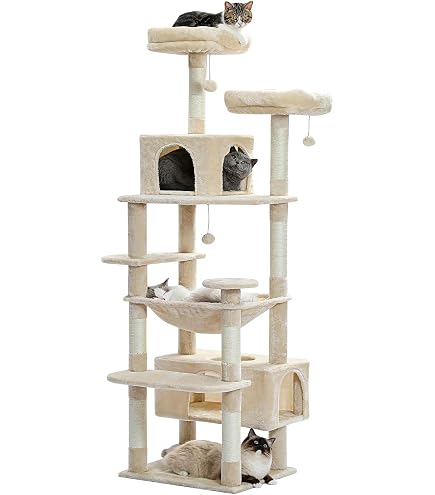Amazon | キャットタワー 多頭飼い 大型猫用 スリム 安定感 据え置き
