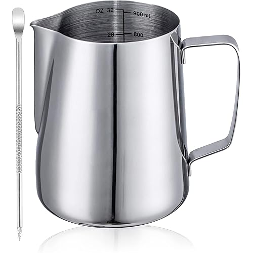 Espresso Steaming Pitcher 900ml,Espresso Milk Frothing Pitcher 32 oz,Coffee Milk Frothing Cup,Coffee Steaming Pitcher (32 oz/