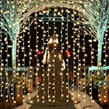 【水中にも適用】AGPtEK　3M×3M/300 LEDカーテンライト USB給電式　8 点滅パターン結婚式、学園祭、誕生会、ハロウィーン、クリスマスパーティー、バレンタインデー、記念日などイベント大