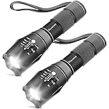 [2 Packs] LED Torches, OUYOOOO High Lumens XML T6 Flashlights with Adjustable Focus and 5 Light Modes, Water Resistant Torch 