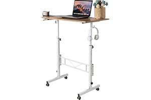 SIDUCAL Mobile Stand Up Desk, Laptop Desk with Wheels Storage Desk Home Office, Vintage Oak