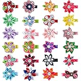 24 個入り フラワー ブティック リボン ワニ口 ヘア クリップ 付 ベビー ガール 幼児 用