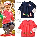 (ミキハウス)MIKIHOUSE　赤ずきんうさこ♪重ね着風長袖Ｔシャツ 120cm コーラルピンク（75）