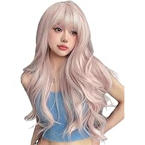 Amazon.co.jp: Aisiqueensウィッグ ピンク ロング フルウィッグ 自然