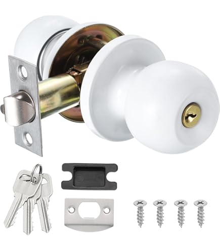 NCL White Door Knobs, Door Knob Interior, Porcelain Round Door Levers - View #3