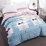 CHENGYI ブルーピンクのパターンの綿の掛け布団カバーシングルピースシンプルな学生の漫画のキルトカバー ( サイズ さいず : 160*210cm )