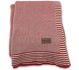 Bambino Land Knit Receiving Blanket - Red & Stone 40 x 44 - organic cotton [並行輸入品]