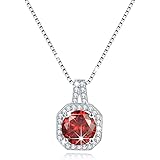 ソリテールスターリングシルバーネックレスジュエリー キュービックジルコニア（CZ）ネックレス ヘイローペンダント 12か月の人工誕生石
