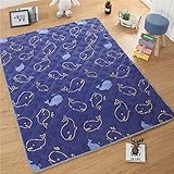 SanrealベビークロールラグKidsテントマットレスレディースヨガマットBoys暖かい厚みクッション M=47''X 78'' ブルー