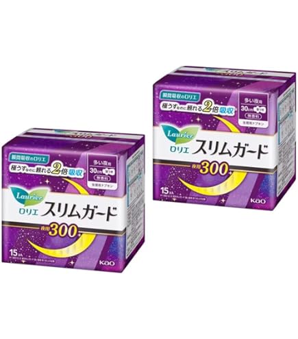 Amazon | 花王 ロリエ スリムガード 多い夜用 羽つき 30cm 15個入*5袋 