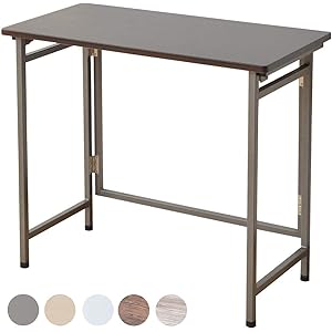 [山善] 折りたたみ デスク 幅80×奥行40×高さ70cm コンパクト アジャスター付き 傷がつきにくい 完成品 ダークブラウン/ブラウン PST-8040(MBR/MBR) 在宅勤務
