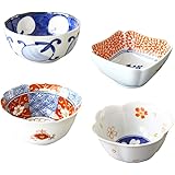こだわり食器と雑貨のお店irodori 有田焼 小鉢 染錦絵変わり 4柄セット 径9.5×高5cm 約100ml 日本製 陶磁器製 和食器 豆鉢