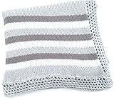 ニットHand Crochet Finishedグレーコットンダークグレーホワイトストライプベビーブランケット