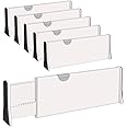 VOLKWELL 11"-17" 6PCS Expandable Drawer Dividers, Adjustable Separators 4" High Drawer Organizers, Silverware & Utensils fit 