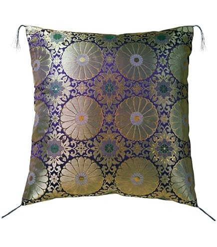 Amazon.co.jp: 田辺織物 座布団カバー 鳳凰 紫色 銘仙判 55×59 金襴