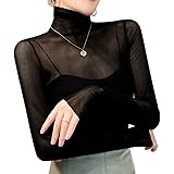 [KOEKOI] シアー トップス シースルー レディース ブラウス tシャツ レディース カットソー タートルネック カットソー トップス 重ね着 uvカット 付け襟 タートルネックトップス 無地 伸縮性 シアートップス ハイネック 長袖 五分袖