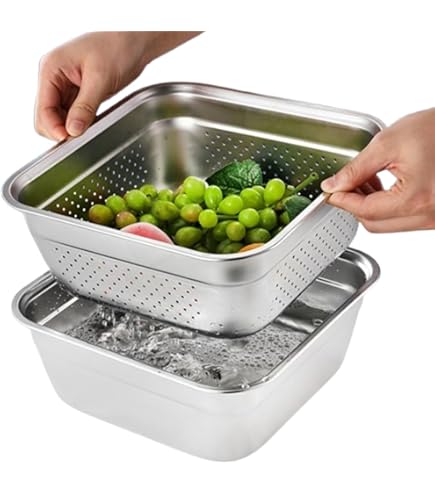 Amazon.co.jp: Asdays ざるボウルセット 四角 保存容器 角バット 食洗