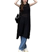 Amazon | レースカーディガン ロング 2way シースルー ジレ