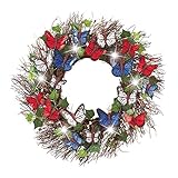 事前点灯LED PatrioticバタフライTwig Wreath