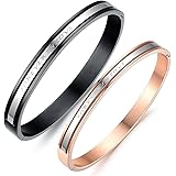 [ＪＥＷＥＬＲＹＷＥ] ペア ブレスレット リング ブレスレット バングル サージカルステンレス製 メンズ レディース カップル 2カラー (ブラック シルバー(銀))