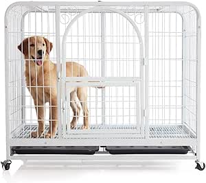 Amazon Co Jp Ligang 犬小屋 犬用ケージ 大型犬小型犬の中型犬テディゴールデンレトリバーsamokoコーギーペット犬のケージドッグハウス 鉄素材 Tearproof Color White Size 62 46 57cm ペット用品