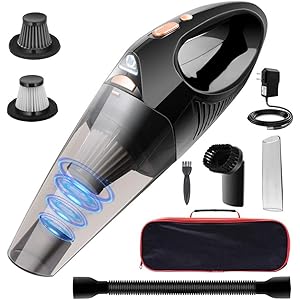 DOFLY 車用掃除機【吸力加强版】 ハンディクリーナー コードレス 軽量 乾湿両用 小型 家庭 充電式 超強吸引力 8500Pa 40分間連続稼働 多機能 LED照明 ホーム/車/カークリーナー お手入れ用品