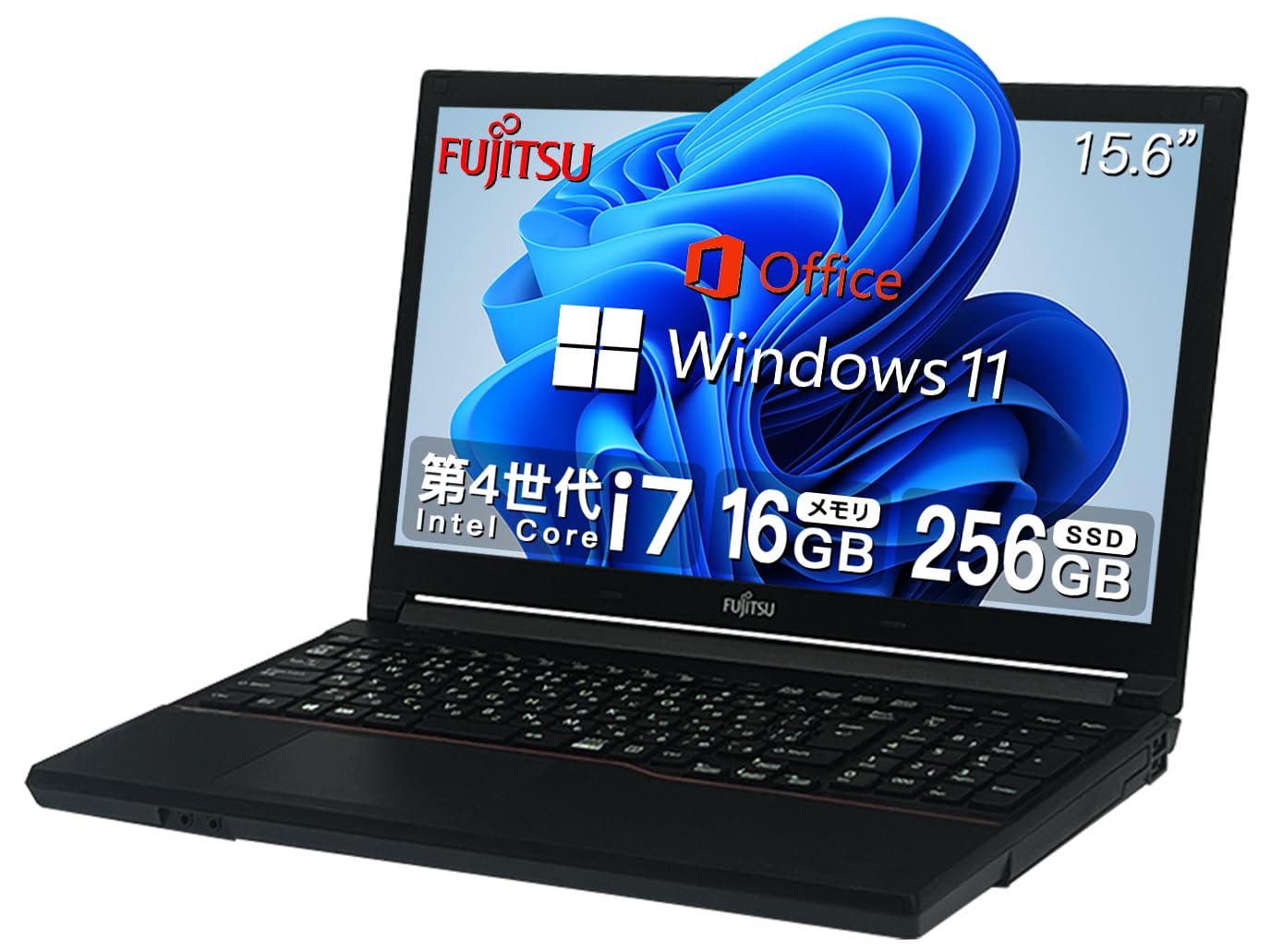 Refurbished Product: Fujitsu High-Spec Notebook Computer / 15.6-Inch LCD / CPU: Ultra-Fast 4th Gen Core i7 / Numpad Included / MS Office 2019 / Wireless LAN / Wi-Fi / DVD / Windows 11 Installed